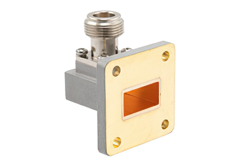 WR-75 UBR120 Flange to N Female Waveguide to Coax Adapter Operating from 9.84 GHz to 15 GHz