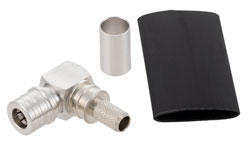 EZ-240-QM-RA-X - QMA オス 直角コネクタ、圧着/ノンソルダー端子接続、LMR-240、PE-C240、LMR-240-UF