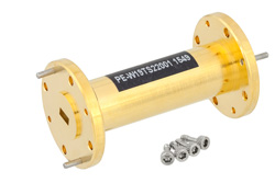 PE-W19TS22001 - WR-19 〜 WR-22 導波管トランジション 2 インチ長、UG-383/U-Mod 円形フランジ 〜  UG-383/U 円形フランジ