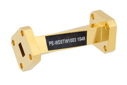 PE-W28TW1003 - WR-28 45 度右角導波管ツイスト、UG-599/U フランジ、動作範囲 26.5 GHz 〜 40 GHz