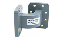 PE-W90B003A - WR-90 商用グレード 導波管 E-ベンド、CPR-90G フランジ、動作範囲 8.2 GHz 〜 12.4 GHz