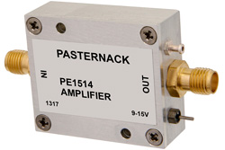 PE1514 - 10 dBm P1dB、10 MHz から 3 GHz、ゲインブロック増幅器、12 dB ゲイン、5.5 dB NF、SMA