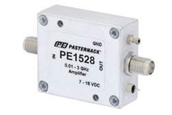 PE1528 - 11 dBm P1dB、10 MHz から 3 GHz、ゲインブロック増幅器、15 dB ゲイン、12 dBm IP3、3 dB NF、SMA