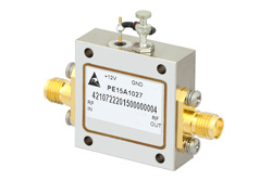 PE15A1027 - 2.2 dB NF、13 dBm Psat、8 GHz  〜 12 GHz、低ノイズ増幅器、18 dB ゲイン、SMA