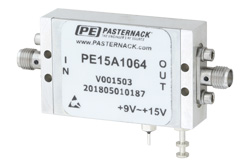 PE15A1064 - 1.3 dB NF 低ノイズ増幅器、動作範囲 20 MHz 〜 1 GHz、30.5 dB ゲイン、20 dBm Psat、SMA