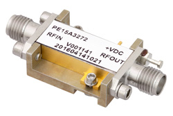 PE15A3272 - 3 dB NF、22 dBm P1dB、10 MHz  〜 20 GHz、低ノイズ広帯域増幅器、15 dB ゲイン、SMA