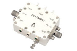 PE15A4011 - 6 W Psat、2 GHz  〜 4.4 GHz、大電力増幅器、GaAs、32.5 dB ゲイン、45 dBm IP3、5.5 dB NF、SMA