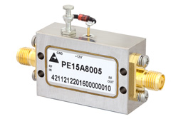 PE15A8005 - 50 dB ゲイン、15 dBm P1dB、500 MHz  〜 2 GHz、ゲインブロック増幅器、25 dBm IP3、SMA