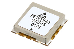 PE1V11003 - 表面実装 (SMT)電圧制御発振器 (VCO)、30 MHz 〜 60 MHz、位相雑音 -139 dBc/Hz、0.5 インチ パッケージ