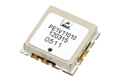 PE1V11010 - 表面実装 (SMT)電圧制御発振器 (VCO)、150 MHz 〜 300 MHz、位相雑音 -128 dBc/Hz、0.5 インチ パッケージ