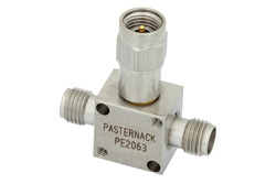 PE2063 - 50 Ω、2.92mm 抵抗性電力2分配器、DC 〜 12.4 GHz、定格 1 W