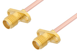 PE33191LF - SMA メス 2ホールパネル 〜 SMA メス 2ホールパネルケーブル、RG405 同軸、鉛フリーはんだ