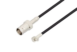 PE33461LF - BNC メス ～ MCX プラグ 直角, ケーブル RG174 同軸 , 鉛フリーはんだ