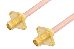 PE33502 - SMA メス 4ホールパネル 〜 SMA メス 4ホールパネルケーブル、RG402 同軸