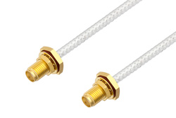 PE33864LF - SMA メス バルクヘッド 〜 SMA メス バルクヘッドケーブル、PE-SR402FL 同軸、鉛フリーはんだ