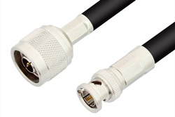 PE3404 - 75 Ω N オス 〜 75 Ω BNC オス ケーブル、75 Ω RG216 同軸