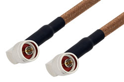 PE34222LF - N オス 直角 〜 N オス 直角ケーブル、RG225 同軸、鉛フリーはんだ