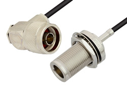 PE34229 - N オス 直角 〜 N メス バルクヘッドケーブル、RG174 同軸