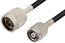 PE34554LF - N オス 〜 逆極性 TNC オス ケーブル、RG58 同軸、鉛フリーはんだ