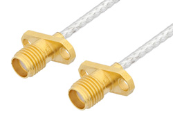 PE35114 - SMA メス 2ホールパネル 〜 SMA メス 2ホールパネルケーブル、PE-SR405FL 同軸