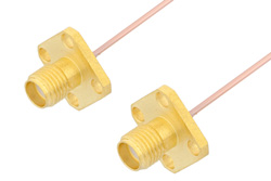 PE35118LF - SMA メス 4ホールパネル 〜 SMA メス 4ホールパネルケーブル、PE-047SR 同軸、鉛フリーはんだ