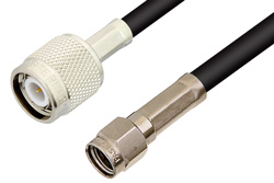 PE35214LF - 逆極性 SMA オス 〜 TNC オス ケーブル、RG58 同軸、鉛フリーはんだ