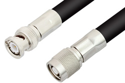 PE35233LF - 逆極性 TNC オス 〜 BNC オス ケーブル、RG213 同軸、鉛フリーはんだ