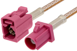 PE38756H - 紫色 FAKRA プラグ 〜 FAKRA ジャック ケーブル、RG316 同軸