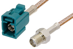 PE39351Z - SMA メス 〜 水色 FAKRA ジャック ケーブル、RG316 同軸