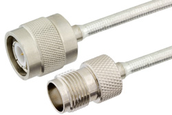 PE39482 - TNC オス 〜 TNC メス、セミフレキプレシジョンケーブル、PE-SR402FL 同軸、鉛フリーはんだ