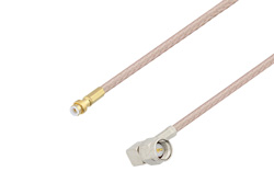 PE3C4027 - スナップオン MMBX プラグ 〜 SMA オス 直角ケーブル、RG316 同軸