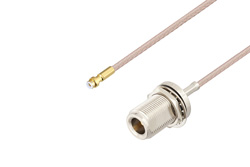 PE3C4056 - スナップオン MMBX プラグ 〜 N メス バルクヘッドケーブル、RG316-DS 同軸