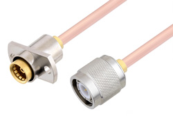 PE3C4891 - スライドオン BMA ジャック 2ホールパネル 〜 TNC オス ケーブル、RG405 同軸