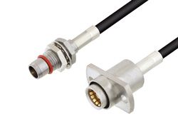 PE3C4924 - スライドオン BMA プラグ バルクヘッド 〜 スライドオン BMA ジャック 2ホールパネルケーブル、LMR-100 同軸