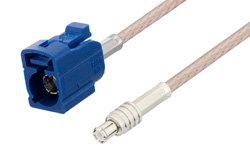 PE3C7585 - Blue FAKRA Jack to MCX Plug Cable Using RG316 Coax