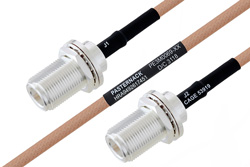 PE3M0069 - MIL-DTL-17 N メス バルクヘッド 〜 N メス バルクヘッドケーブル、M17-128-RG400 同軸