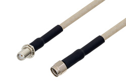 PE3W02965 - SMA メス バルクヘッド 〜 逆極性 SMA オス ケーブル、RG141 同軸