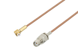PE3W03154 - スナップオン MMBX プラグ 直角 〜 SMA メス ケーブル、RG178 同軸