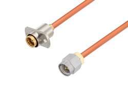 PE3W06981 - スライドオン BMA ジャック 2ホールパネル 〜 SMA オス ケーブル、RG402 同軸