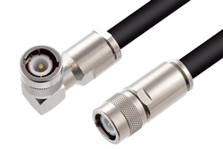 PE3W08103 - C オス直角 〜 C オス ケーブル、RG214 同軸