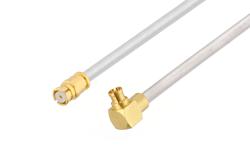 PE3W17226 - Mini SMP メス 直角 ～ SMP メス ケーブル, スズメッキ RG405 同軸