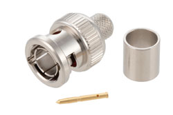 PE40001 - 12G SDI 75 Ω BNC オス コネクタ 圧着/はんだ 接続,  Belden 4694R, Belden 1694A, RG6