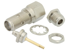 PE4032 - SMA メス バルクヘッドマウントコネクタ、クランプ/はんだ接続、RG316、RG174、RG188、PE-B100、PE-C100、.100インチ、LMR-100、.235インチD穴