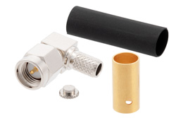 PE4039 - SMA オス 直角コネクタ、はんだ接続、RG58、RG55、RG142、RG223、RG400