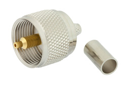 PE4069 - UHF オス コネクタ、圧着/はんだ接続、RG58、RG303、RG141、PE-C195、PE-P195、LMR-195、.195インチ