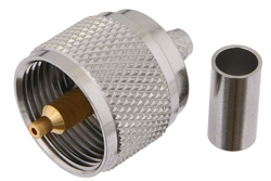 PE4073 - UHF オス コネクタ、圧着/はんだ接続、RG59、RG62、RG71