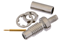 PE4095 - SMC ジャック バルクヘッドマウントコネクタ、圧着/はんだ接続、RG174、RG316、RG188、LMR-100、PE-B100、PE-C100、.100インチ、.177インチD穴