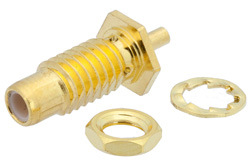 PE4107 - SMC ジャック バルクヘッドマウントコネクタ、はんだ接続、ソルダーカップターミナル、.177インチD穴、リアマウント