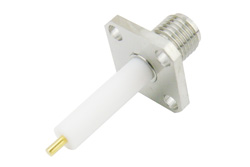 PE4111 - SMA メス コネクタ、はんだ接続 4 穴フランジマウントスタブターミナル