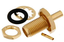 PE4119 - SMA メス バルクヘッドマウントコネクタ、はんだ接続、PE-SR405AL、PE-SR405FL、RG405、.235インチD穴